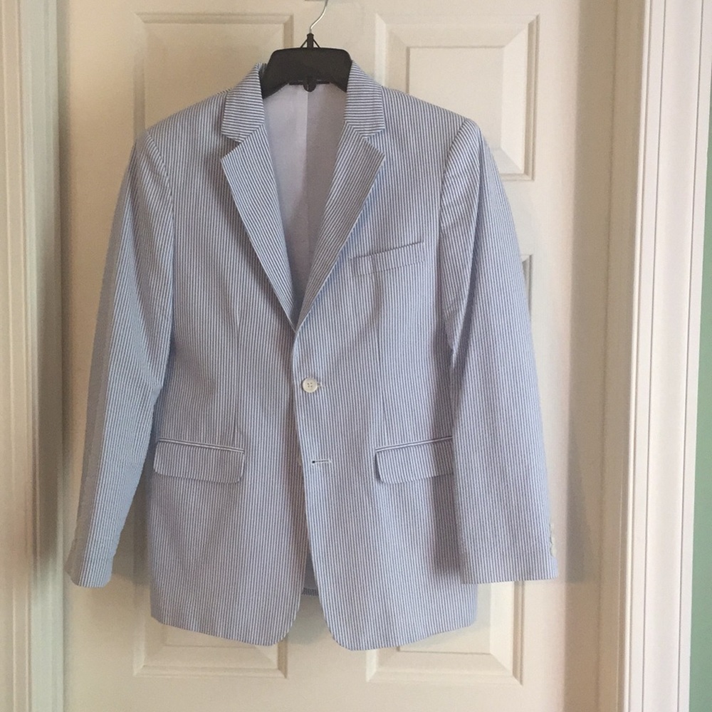 Izod boys blue seersucker blazer, 16 Reg